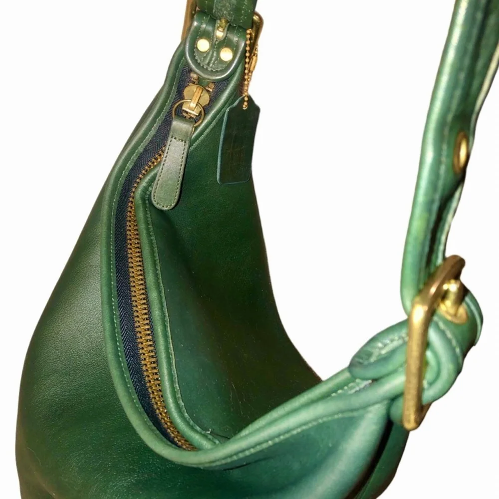 COACH Bottle Green Glove Tanned Leather Duffle Sac XL Bucket Bag 9085 USA COA